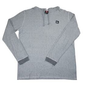 Quiksilver Waffle Knit Hoodie Men’s Large Gray Long Sleeve Pullover Surf Skate